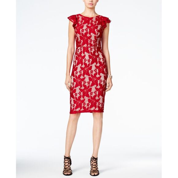 XOXO Juniors Ruffle Sleeve Lace Midi Dress - Picture 1 of 1